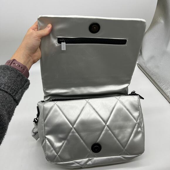 Shawn Killinger x IHKWIP Knotted Shoulder Bag w Crossbody Strap Metallic Silver - Picture 3 of 16